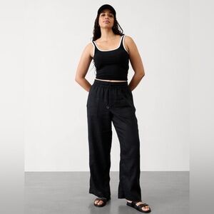 NWT Athleta Retreat Linen Wide Leg Black Pant Size 1X